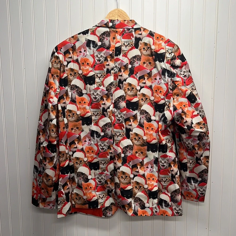 Tipsy‎ Elves Men’s Meowy Christmas Cat Blazer Size 48 Holiday Ugly NWT No Tie